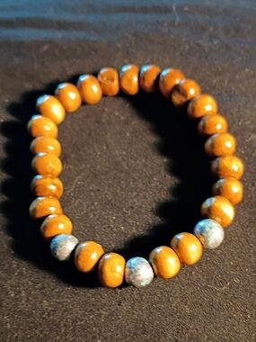 Handcrafted Brown Beaded Stretch Bracelet with Accent Beads
